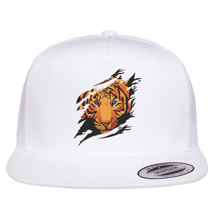 Tiger Wild Animal Ripped Flatbill Hat