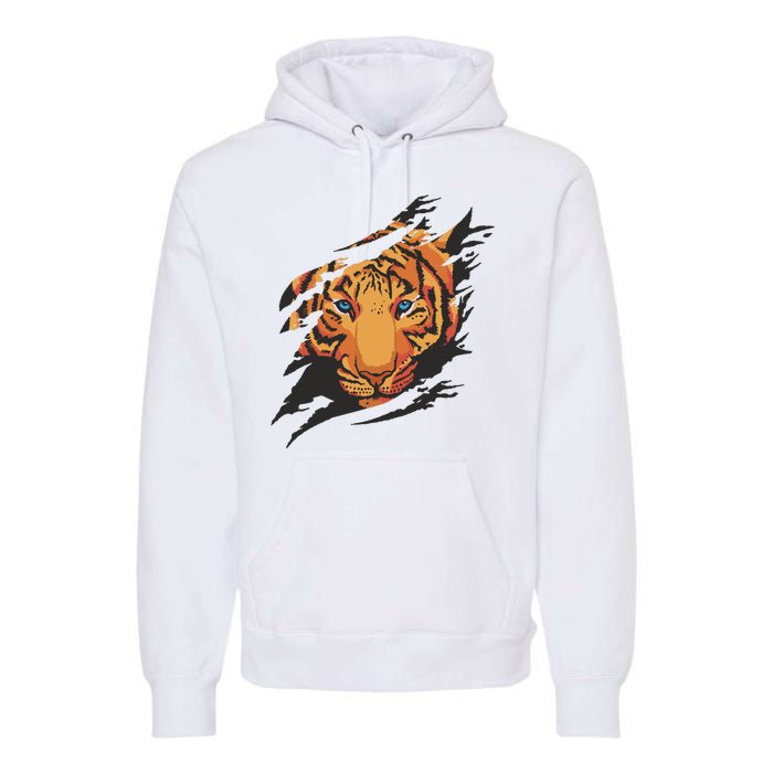 Tiger Wild Animal Ripped Premium Hoodie