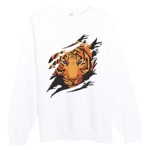 Tiger Wild Animal Ripped Premium Crewneck Sweatshirt