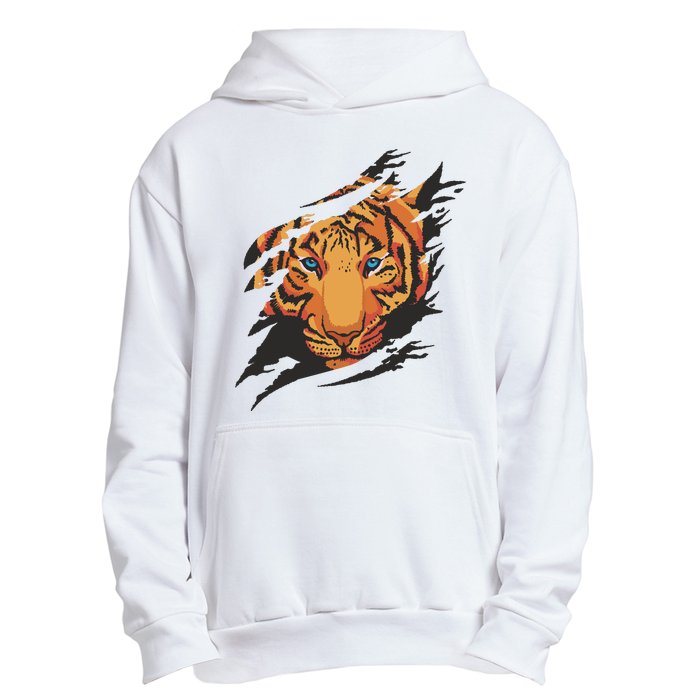 Tiger Wild Animal Ripped Urban Pullover Hoodie