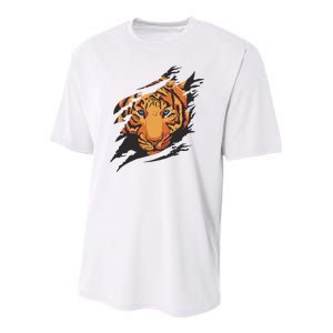 Tiger Wild Animal Ripped Youth Performance Sprint T-Shirt