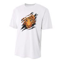 Tiger Wild Animal Ripped Youth Performance Sprint T-Shirt