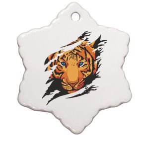 Tiger Wild Animal Ripped Ceramic Star Ornament