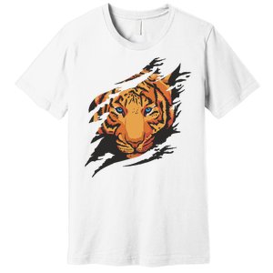 Tiger Wild Animal Ripped Premium T-Shirt