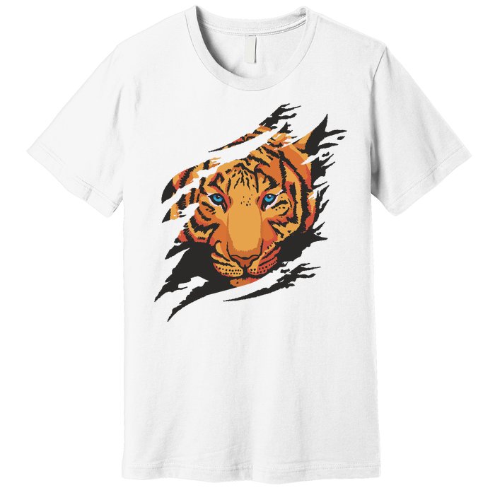 Tiger Wild Animal Ripped Premium T-Shirt