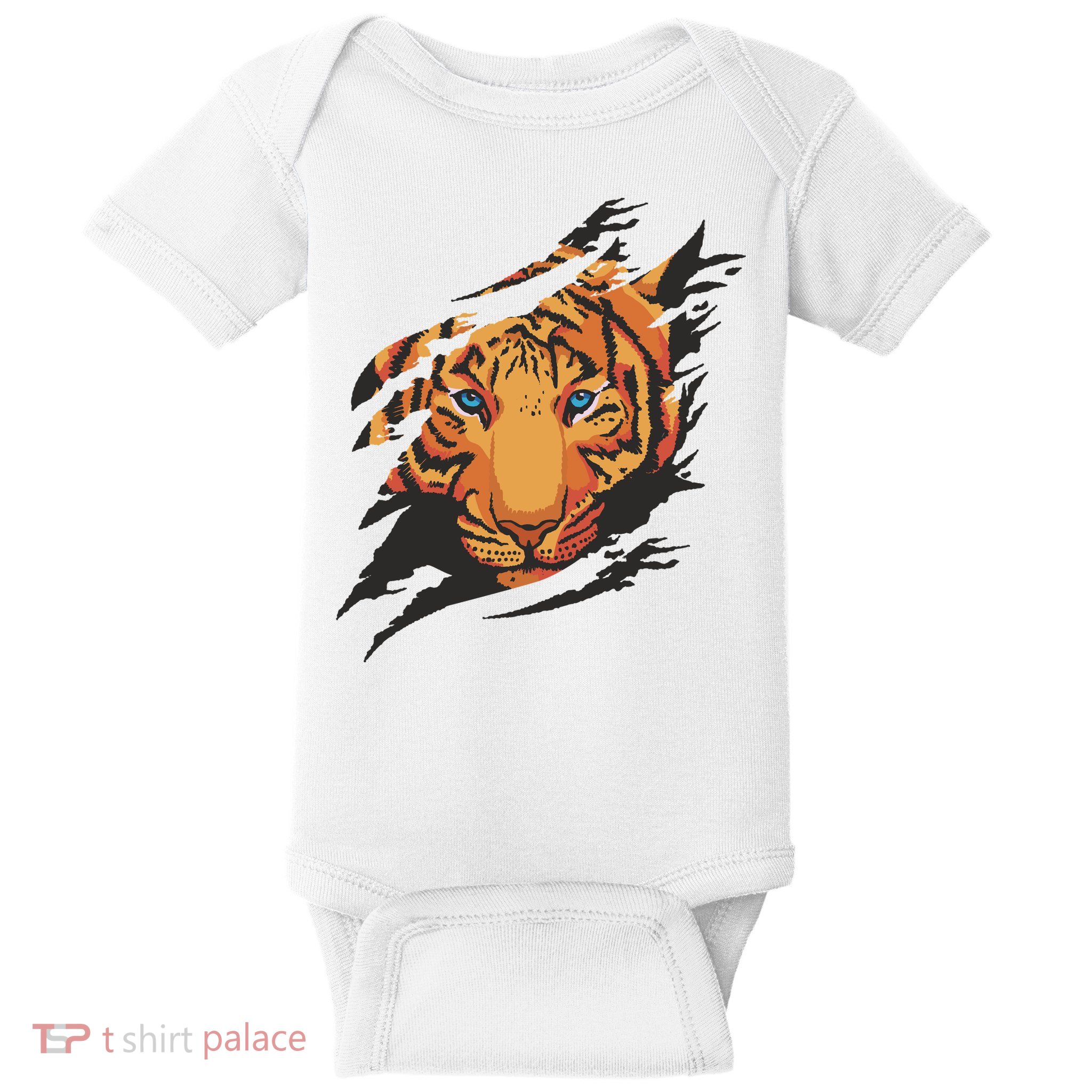 Tiger Wild Animal Ripped Baby Bodysuit