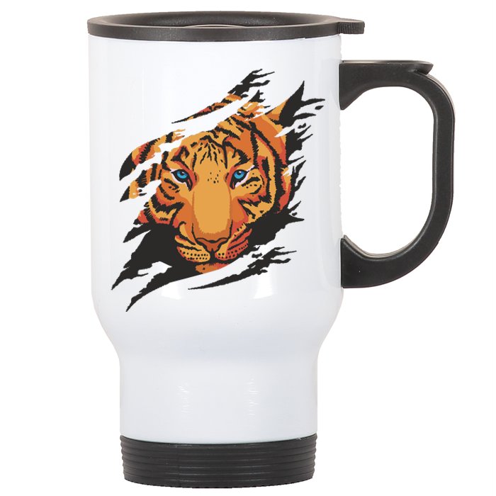 Tiger Wild Animal Ripped Stainless Steel Travel Mug