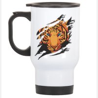 Tiger Wild Animal Ripped Stainless Steel Travel Mug