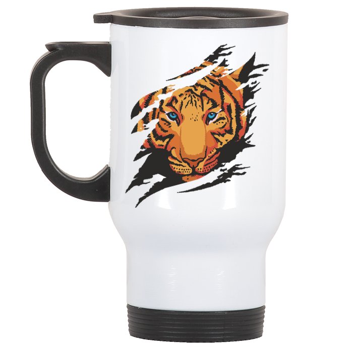 Tiger Wild Animal Ripped Stainless Steel Travel Mug