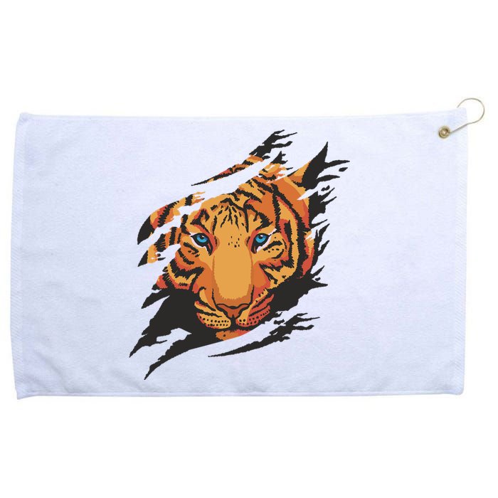 Tiger Wild Animal Ripped Grommeted Golf Towel