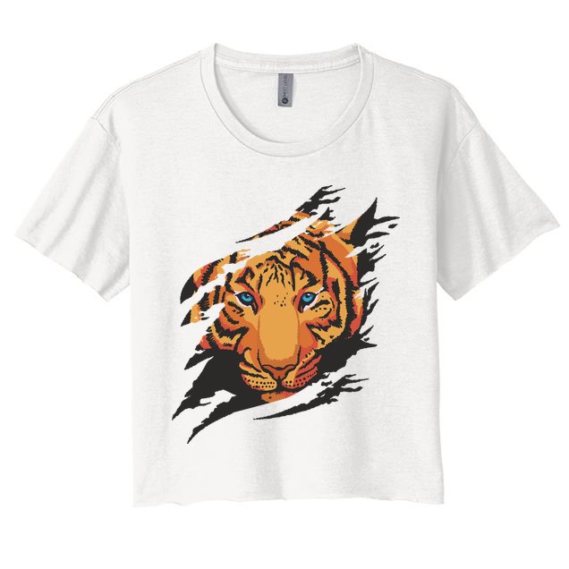 Tiger Wild Animal Ripped Crop Top