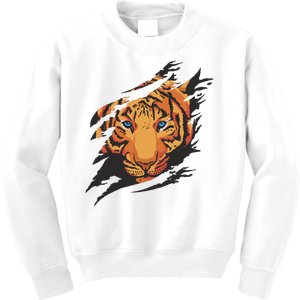 Tiger Wild Animal Ripped Kids Sweatshirt