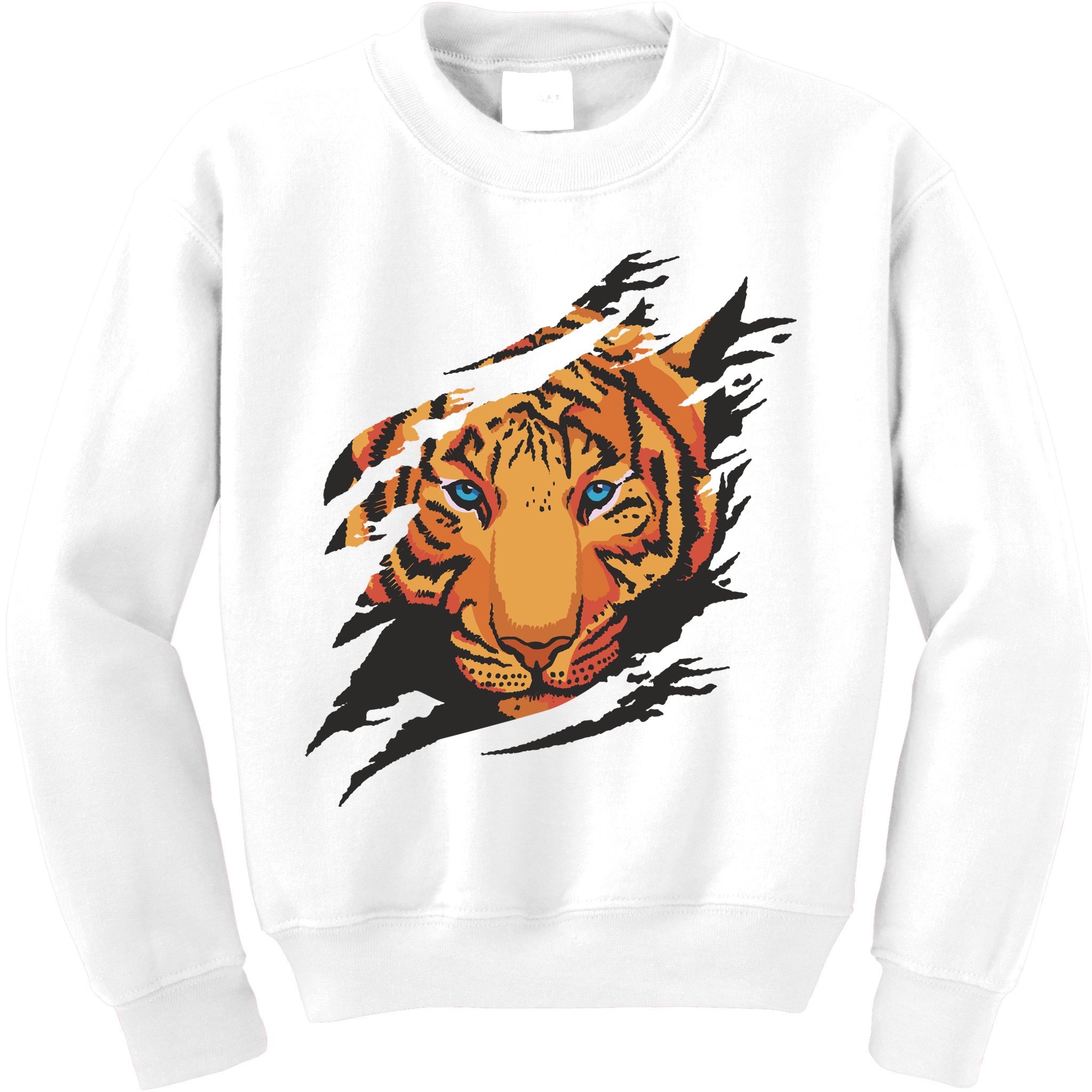 Tiger Wild Animal Ripped Kids Sweatshirt
