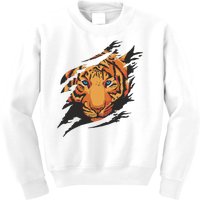 Tiger Wild Animal Ripped Kids Sweatshirt