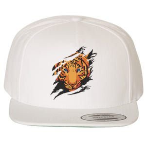 Tiger Wild Animal Ripped Wool Snapback Cap