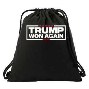 Trump Won Again Election Day President 47 Th American Drawstring Bag