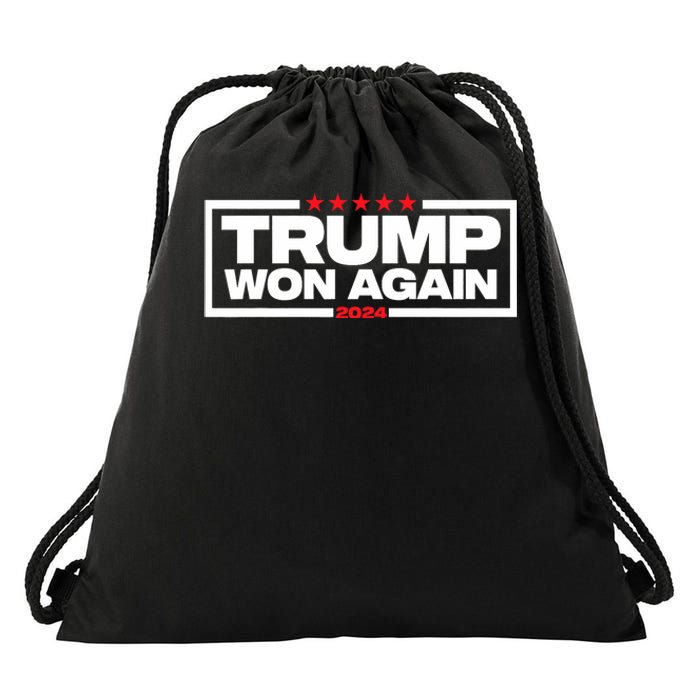 Trump Won Again Election Day President 47 Th American Drawstring Bag