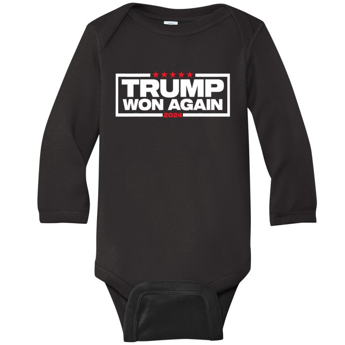 Trump Won Again Election Day President 47 Th American Baby Long Sleeve Bodysuit