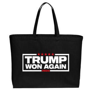 Trump Won Again Election Day President 47 Th American Cotton Canvas Jumbo Tote