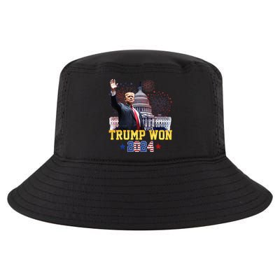 Trump Won Again 2024 Election President 47 Th American Flag Cool Comfort Performance Bucket Hat