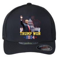 Trump Won Again 2024 Election President 47 Th American Flag Flexfit Unipanel Trucker Cap