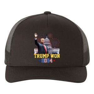 Trump Won Again 2024 Election President 47 Th American Flag Yupoong Adult 5-Panel Trucker Hat