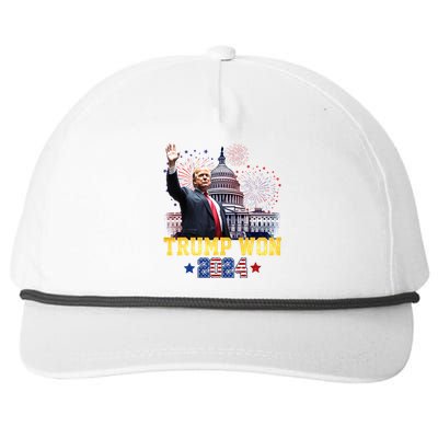 Trump Won Again 2024 Election President 47 Th American Flag Snapback Five-Panel Rope Hat