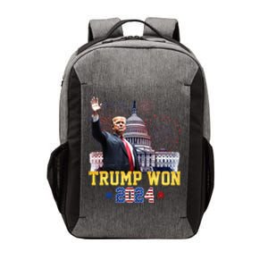 Trump Won Again 2024 Election President 47 Th American Flag Vector Backpack