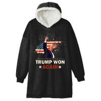 Trump Won Again 2024 Election President 47 Th American Flag Hooded Wearable Blanket