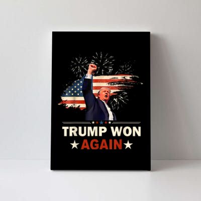 Trump Won Again 2024 Election President 47 Th American Flag Canvas