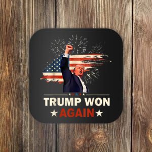 Trump Won Again 2024 Election President 47 Th American Flag Coaster