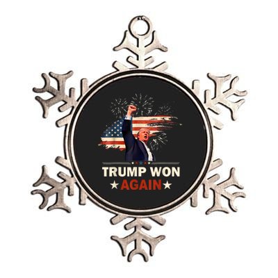 Trump Won Again 2024 Election President 47 Th American Flag Metallic Star Ornament