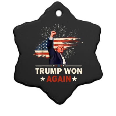 Trump Won Again 2024 Election President 47 Th American Flag Ceramic Star Ornament