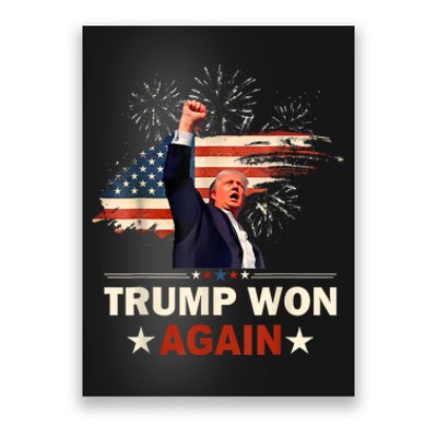 Trump Won Again 2024 Election President 47 Th American Flag Poster