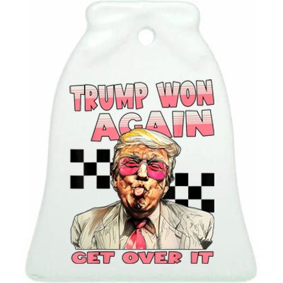 Trump Won Again 2024 Election President 47 Th American Flag Ceramic Bell Ornament