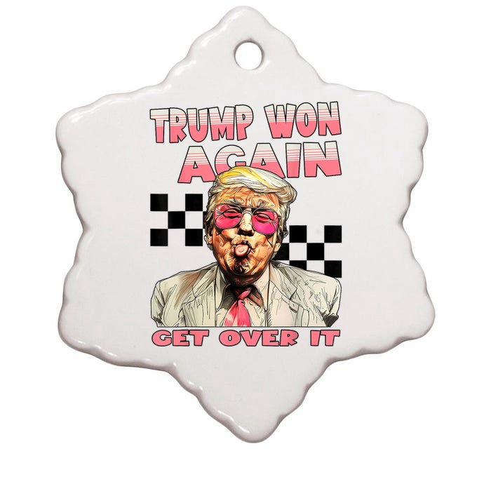 Trump Won Again 2024 Election President 47 Th American Flag Ceramic Star Ornament