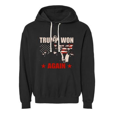 Trump Won Again 47 President American Flag Inauguration 2025 Garment-Dyed Fleece Hoodie