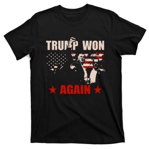 Trump Won Again 47 President American Flag Inauguration 2025 T-Shirt