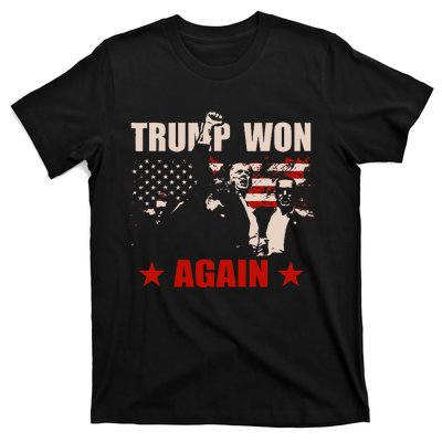 Trump Won Again 47 President American Flag Inauguration 2025 T-Shirt