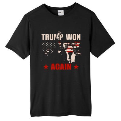 Trump Won Again 47 President American Flag Inauguration 2025 Tall Fusion ChromaSoft Performance T-Shirt