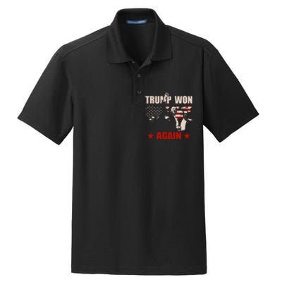 Trump Won Again 47 President American Flag Inauguration 2025 Dry Zone Grid Polo