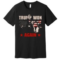 Trump Won Again 47 President American Flag Inauguration 2025 Premium T-Shirt