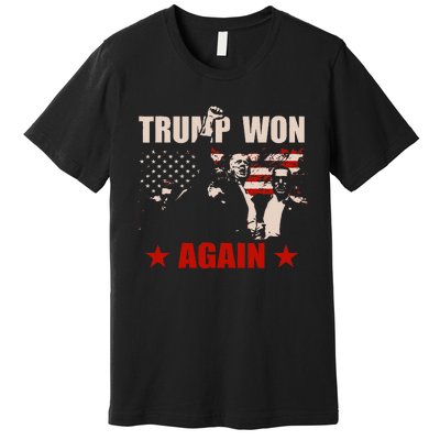 Trump Won Again 47 President American Flag Inauguration 2025 Premium T-Shirt