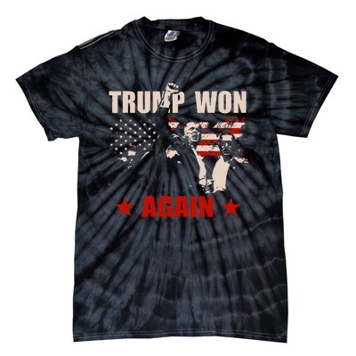 Trump Won Again 47 President American Flag Inauguration 2025 Tie-Dye T-Shirt