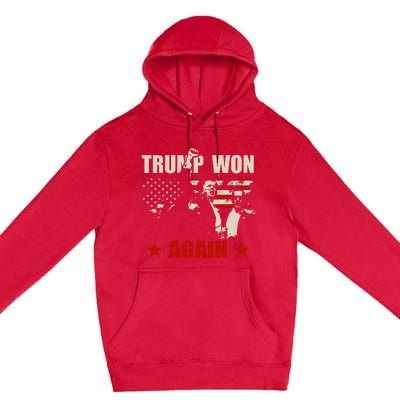 Trump Won Again 47 President American Flag Inauguration 2025 Premium Pullover Hoodie