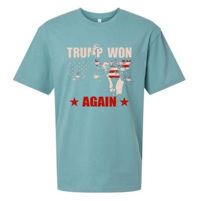 Trump Won Again 47 President American Flag Inauguration 2025 Sueded Cloud Jersey T-Shirt