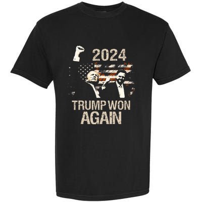 Trump Won Again 2024 Election President 47 Th American Flag Garment-Dyed Heavyweight T-Shirt