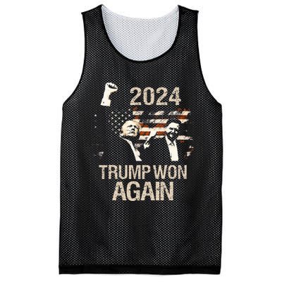 Trump Won Again 2024 Election President 47 Th American Flag Mesh Reversible Basketball Jersey Tank