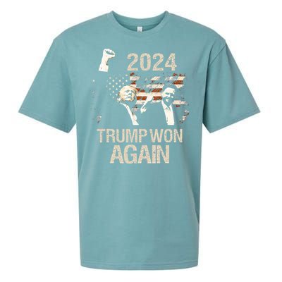 Trump Won Again 2024 Election President 47 Th American Flag Sueded Cloud Jersey T-Shirt