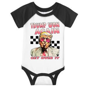 Trump Won Again 2024 Election President 47 Th American Flag Infant Baby Jersey Bodysuit